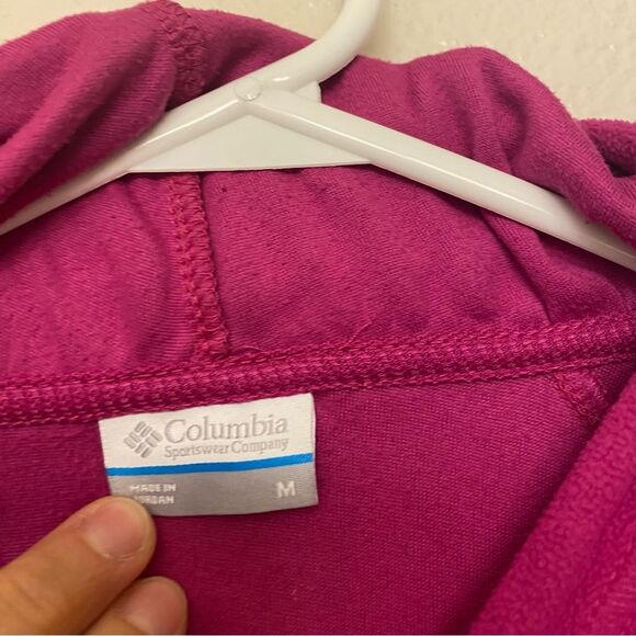 Columbia hot pink lightweight pullover fleece jacket hoodie fuschia M - Picture 6 of 8